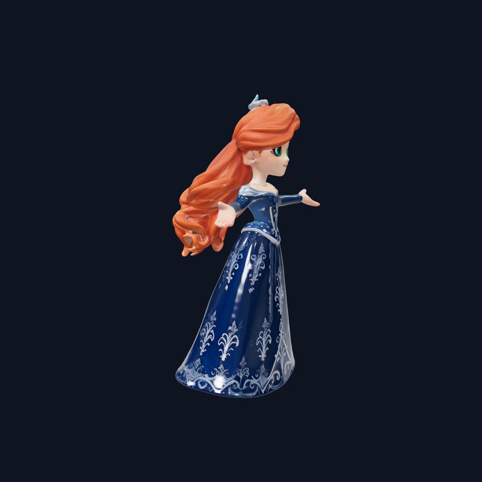 Enchanted Princess with Red Hair in Royal Dress  Rigged and Animated